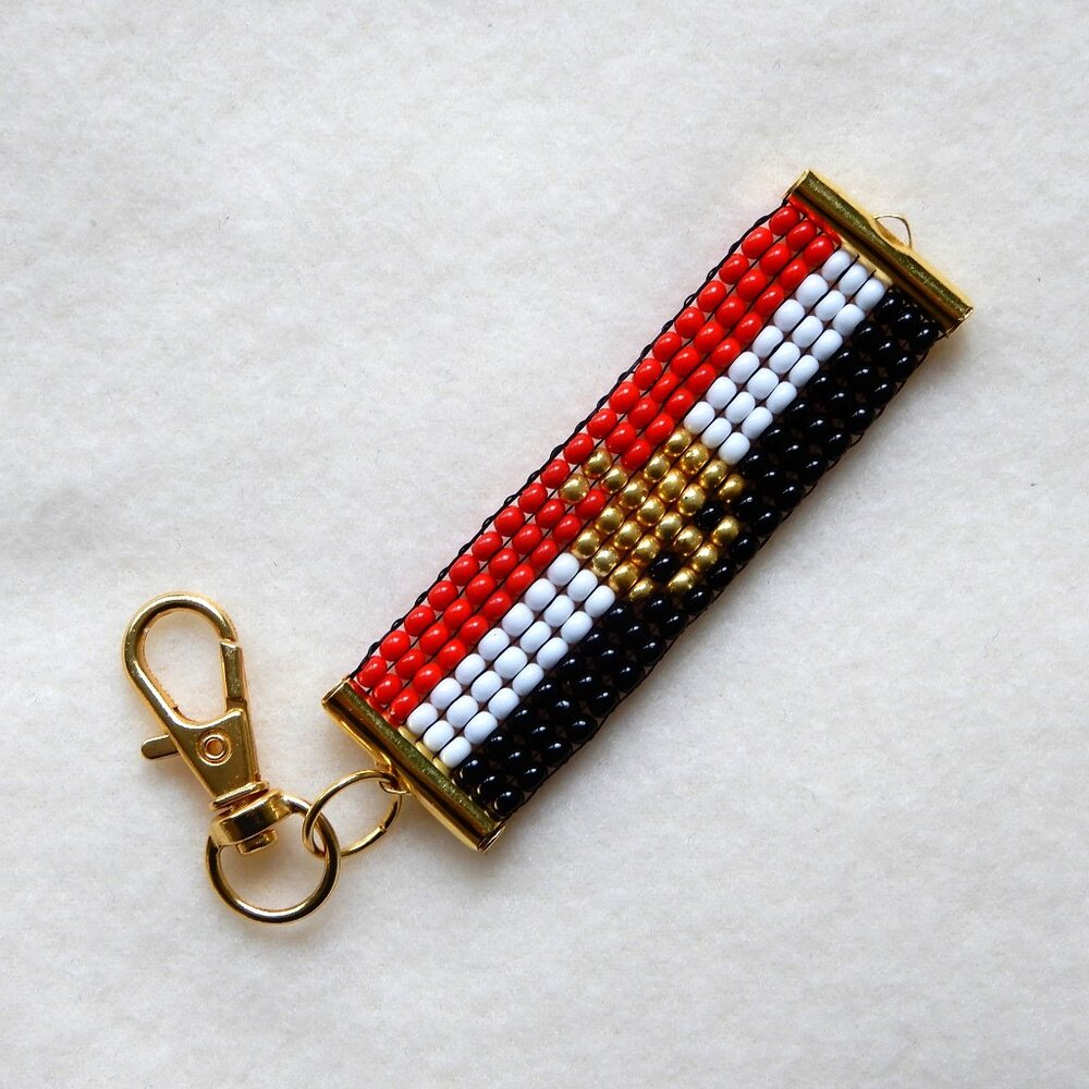 Egypt Egyptian flag bead keychain / bag charm, handmade, seed beads